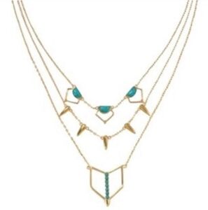 Stella & Dot Boho Turquoise & Gold Reversible Necklace